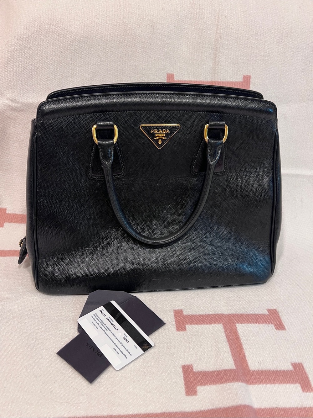 PRADA⭐️Gold Kiss lock and Key attached!Black Saffiano Satchel! Offers welcome! - Picture 11 of 16